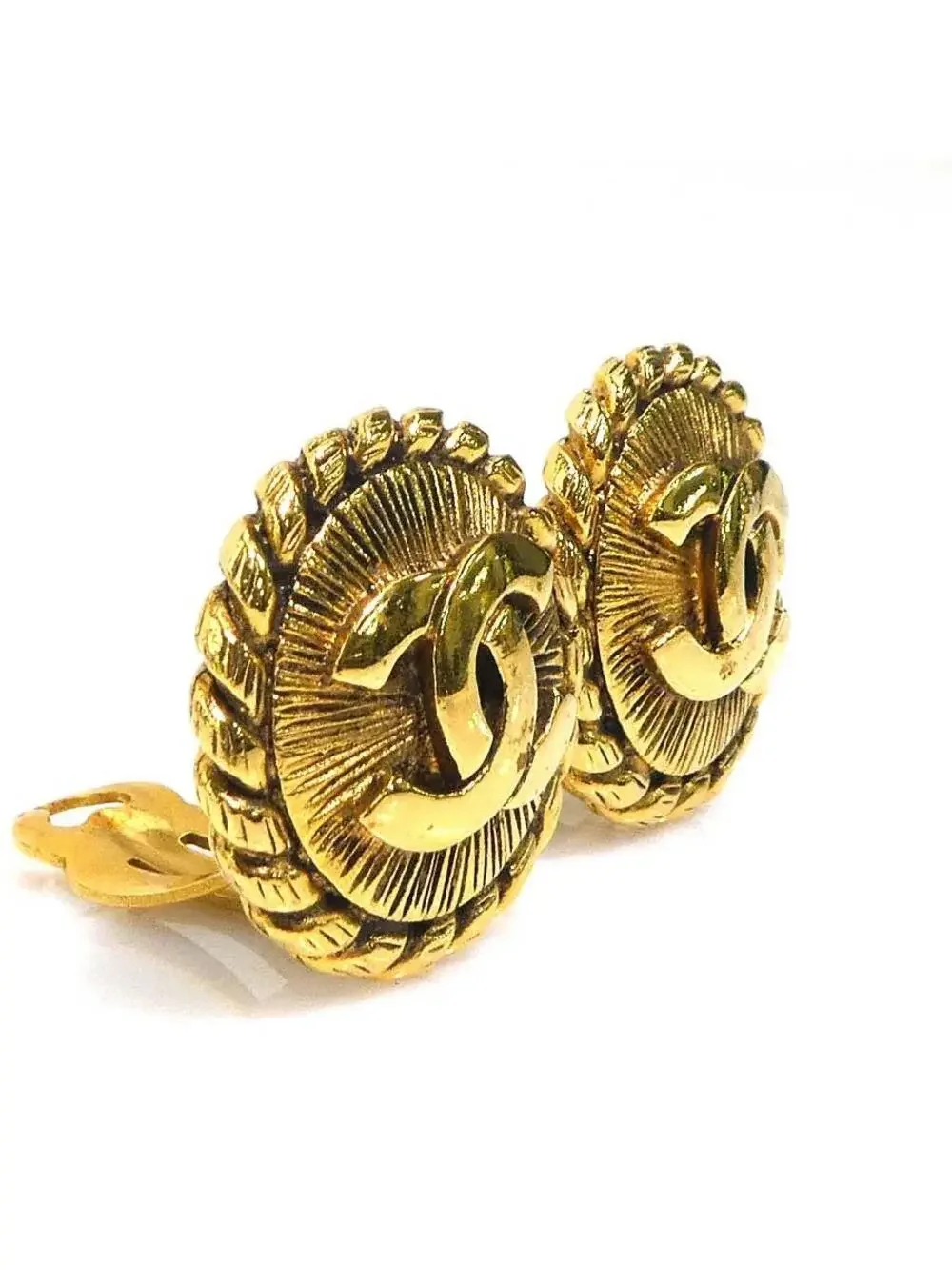 Auth Chanel Cc Logo Clip On Earrings #303051C31B